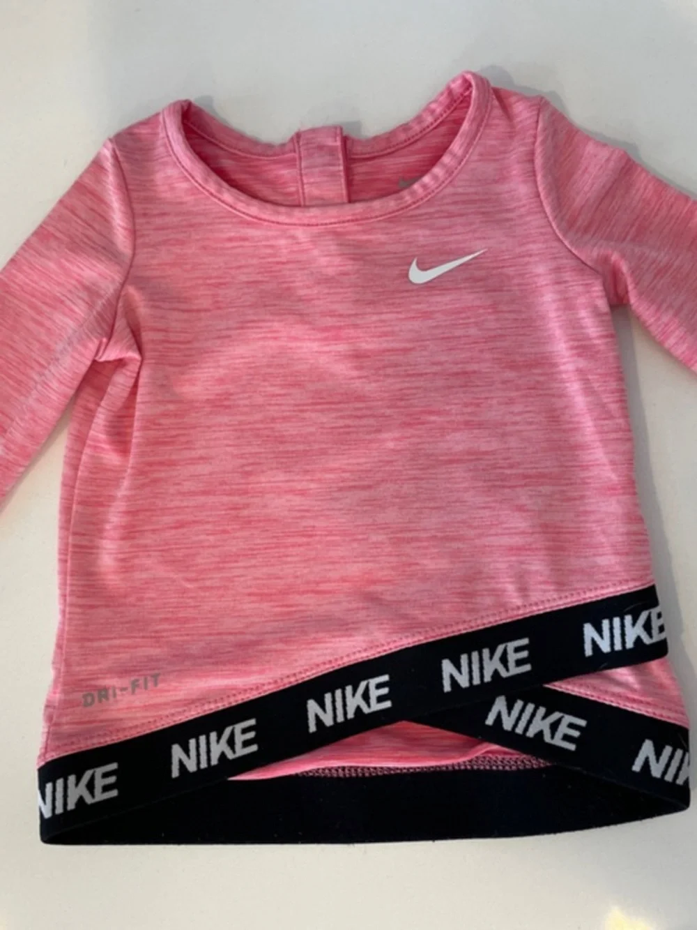 NIKE • Pink Baby' Dri-FIT Long Sleeve Athletic Top with Branded Hem • 6M